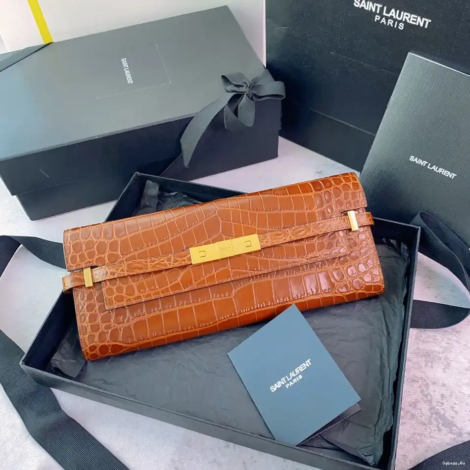 CROCODILE-EMBOSSED LEATHER CLUTCH YSL IN MANHATTAN 0613